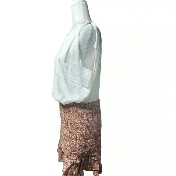 Veronica Beard Melodie Floral-Print Smocked Cotton Mini Skirt - Coral Size 10 - Picture 3 of 11